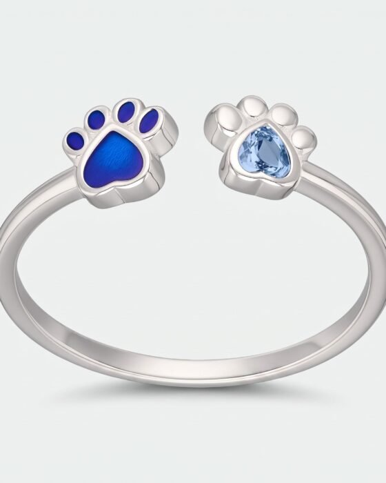 Anillo Ajustable Patita Circón Agua Marina