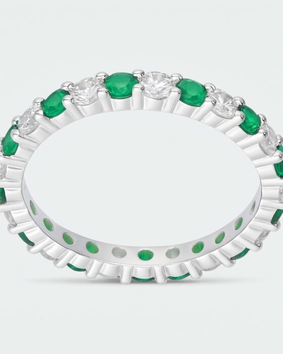Anillo Cintillo Sin Fin Circones Esmeralda