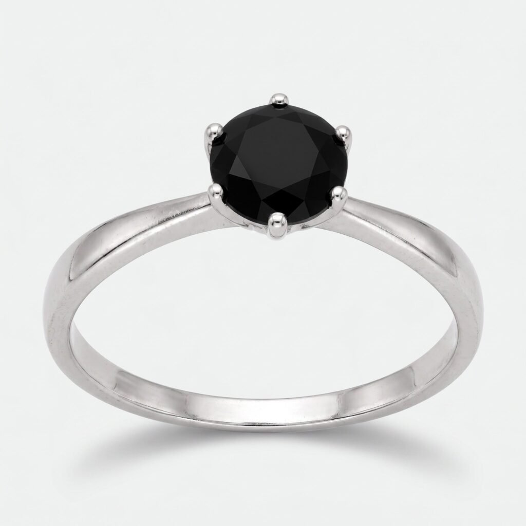 Anillo Solitario Circón Ónix