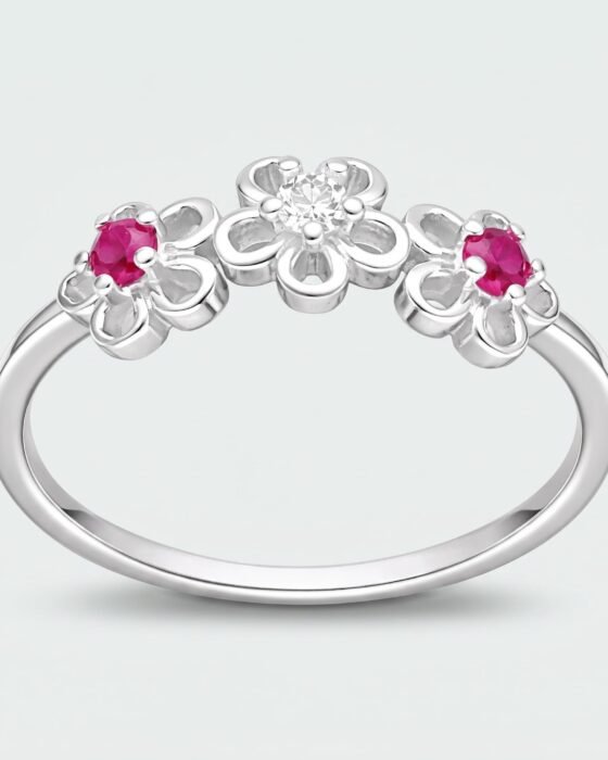 Anillo Flores Circones Rubí