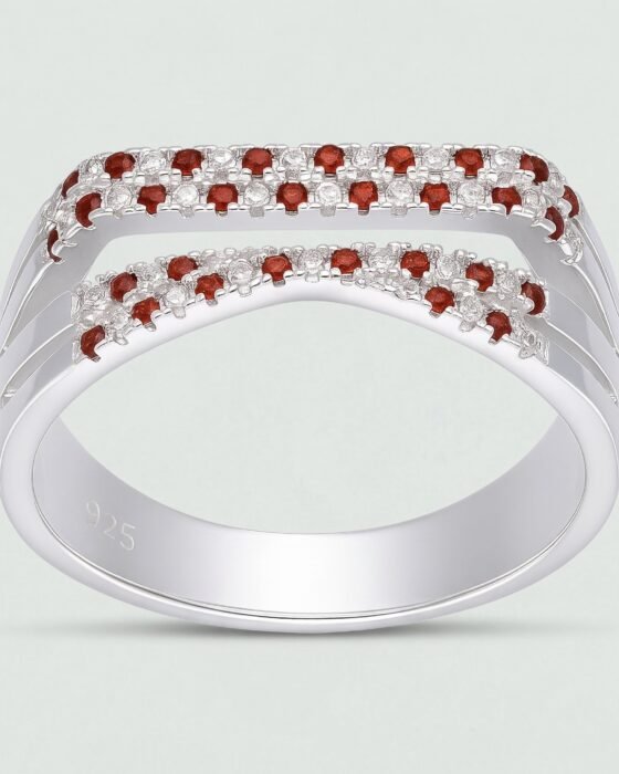 Anillo líneas Circones Granate Naranja