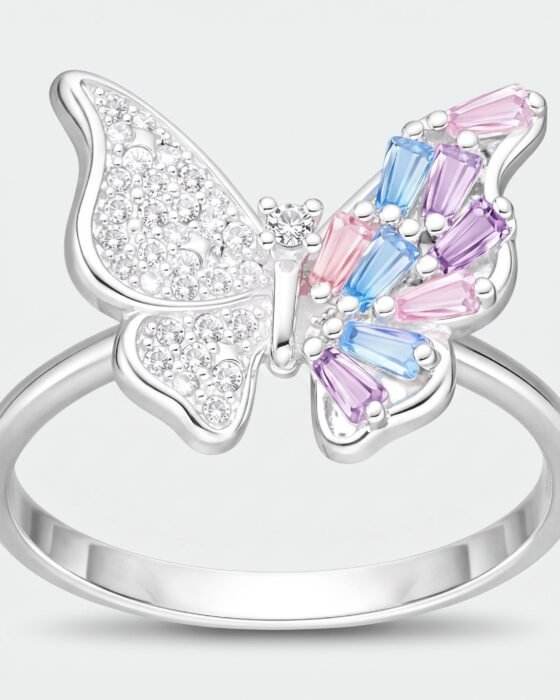 Anillo Mariposa Circones Baguette Multicolor