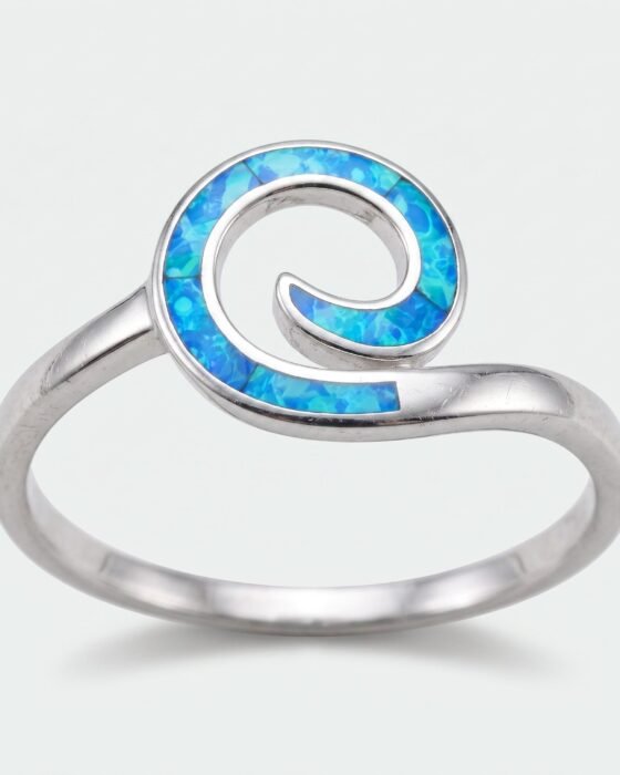 Anillo Olas Ópalo Azul
