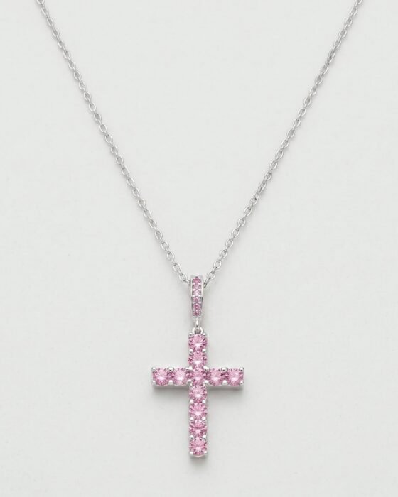 Collar Cruz Circones Rosa Francia