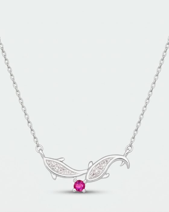 Collar Delfines Circón Rubí