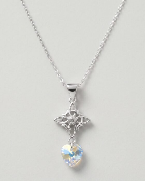 Collar Nudo de Brujas Corazón Cristal Hecho con Swarovski® Tornasol