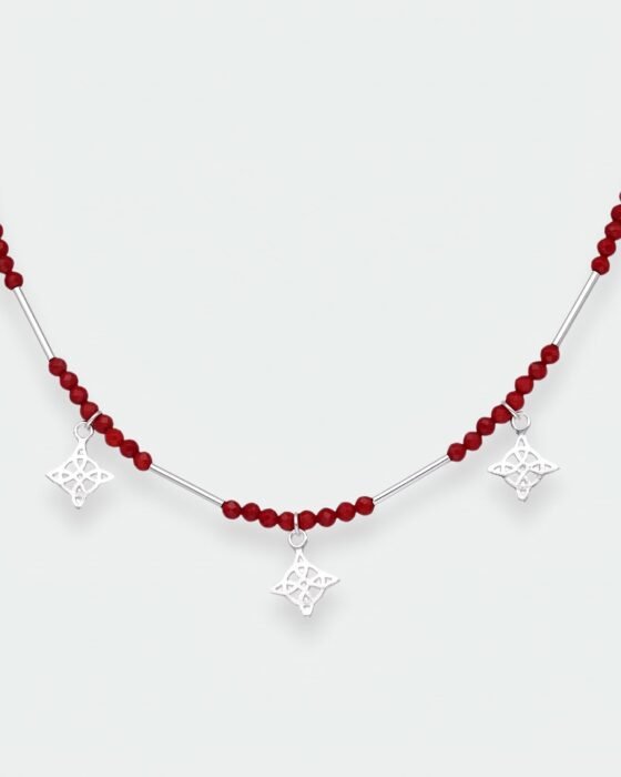 Collar Nudo de Brujas Cristales Rojos
