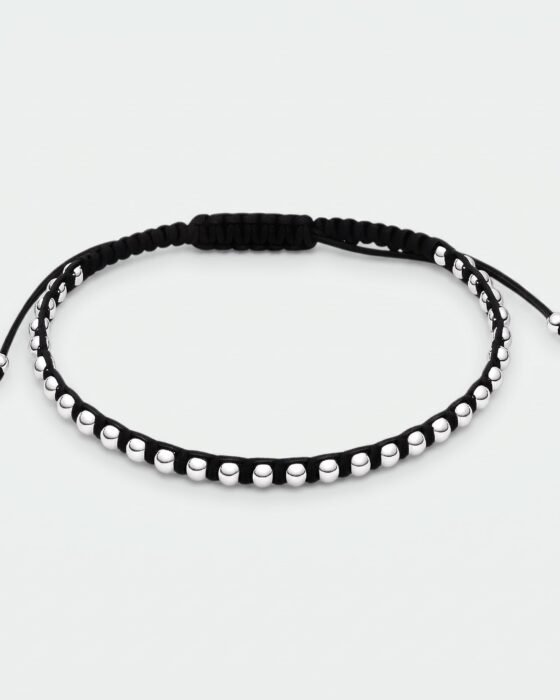 Pulsera Hilo Negro Ajustable Esferas