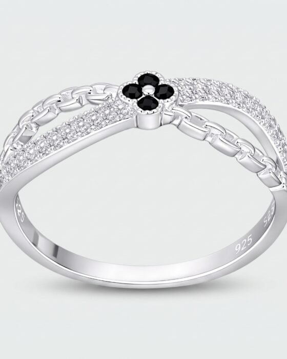 Anillo Infinito Trébol Circones Ónix