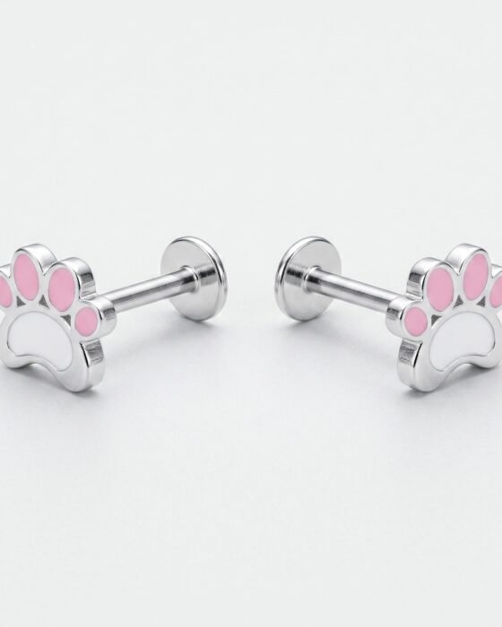 Piercing Flat Patita Esmaltado Rosa 6 mm