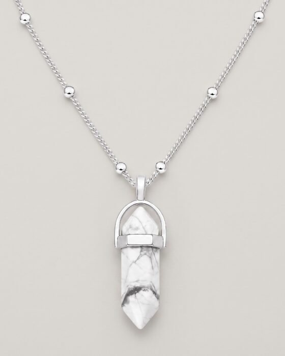Collar Esferas Cuarzo Howlita