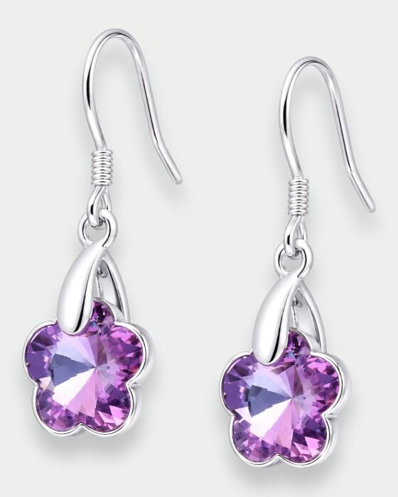 Aro Flor Cristal Hecho con Swarovski® Lila 10 mm
