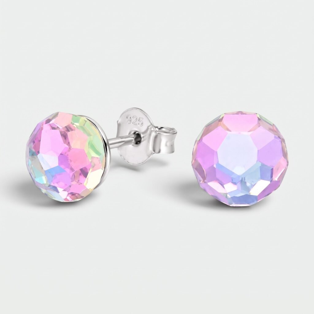 Aro Esfera Cristal Facetado Hecho con Swarovski® Tornasol 8 mm